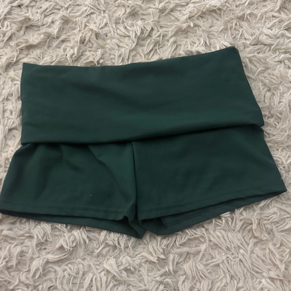 Women's Fold-Over Waist Yoga Shorts - Forest Green